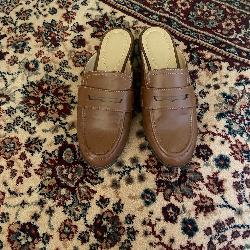 JustFab Brown Flats with Classic Penny Design